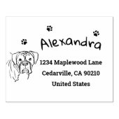 Boxer:お洒落編集可能な文字ラインアート ラバースタンプ (インプリント)