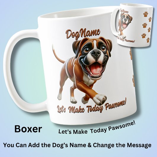 Boxer – 犬の名前の追加、変更文字 コーヒーマグカップ
