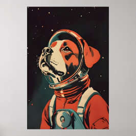 Boxer Astronaut Poster, Boxer Retro Print, Boxer ポスター