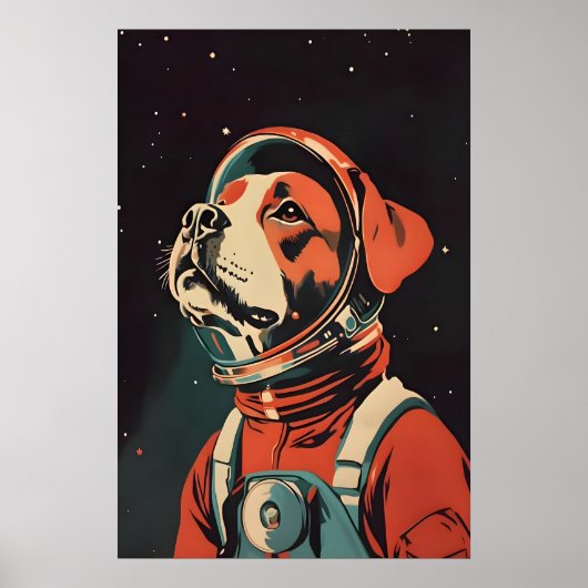 Boxer Astronaut Poster, Boxer Retro Print, Boxer ポスター (正面)