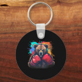 Boxer Bear With Boxing Gloves Kickboxing Funny Box キーホルダー (正面)