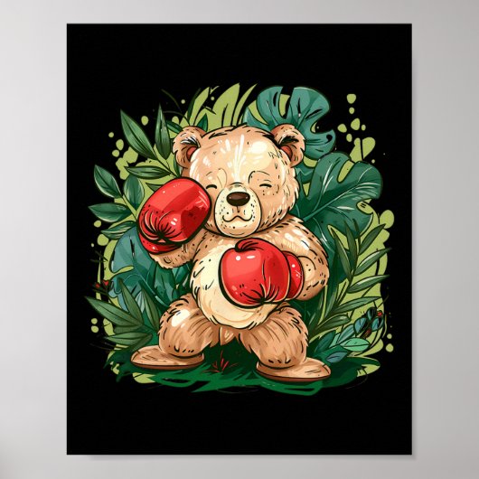 Boxer Bear With Boxing Gloves Kickboxing Funny Box ポスター (正面)