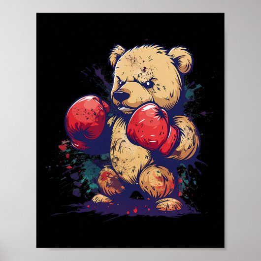 Boxer Bear With Boxing Gloves Kickboxing Funny Box ポスター (正面)