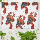 Boxer Breed Watercolor Dog Pattern Stars Christmas キッチンタオル (折り畳み)