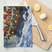 Boxer Christmas Boat Holiday キッチンタオル (四つ折り)