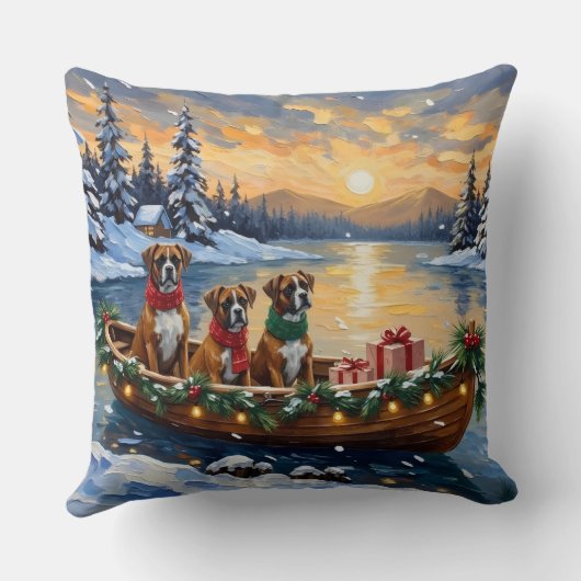 Boxer Christmas Boat Holiday クッション (裏面)