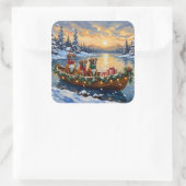 Boxer Christmas Boat Holiday スクエアシール (バッグ)
