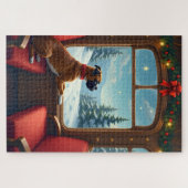 Boxer Christmas Eve Train Ride Painting ジグソーパズル (横)