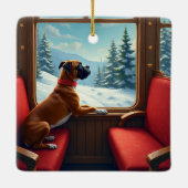Boxer Christmas Eve Train Ride Painting セラミックオーナメント (裏面)