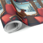 Boxer Christmas Eve Train Ride Painting ラッピングペーパー (ロールコーナー)