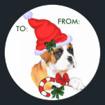 Boxer Christmas Gift、宛先：、差出人： ラウンドシール<br><div class="desc">今年はボクサー好きメリーのためのオリジナルアート作品でクリスマスを作る。素晴らし贈り物だ与えけよ！Sweatshirts、フード付、オーナメントグリーティングカードなど。</div>