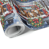 Boxer Christmas Red Truck Holiday ラッピングペーパー (ロールコーナー)