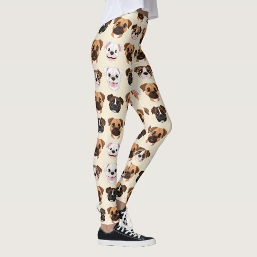 Boxer Cute Dog Lover Pattern レギンス (右)