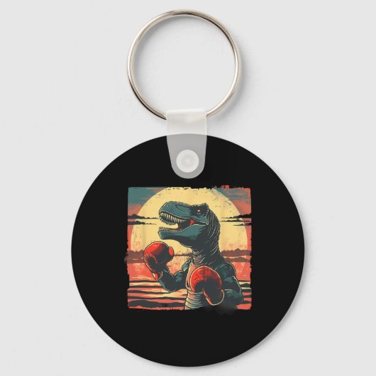Boxer Dinosaur Boxing Dino Kickboxing T-rex Boxing キーホルダー (正面)