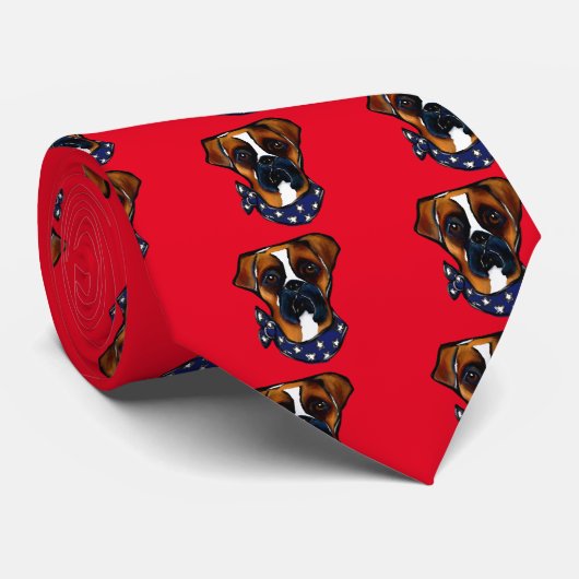 Boxer Dog 4th of July ネクタイ (ロール)