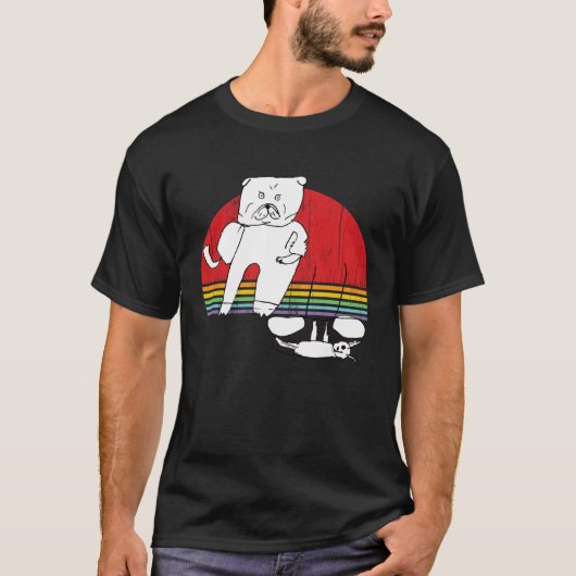 Boxer Dog and Cat Working Out Lifting Weights Tシャツ (正面)