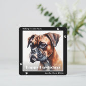 Boxer Dog Black Watercolor Christmas シーズンカード (スタンド正面)