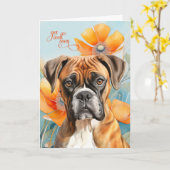Boxer Dog Bold Orange Poppy Flowers Get Well カード (黄色い花)