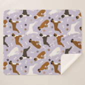 Boxer Dog Bones and Paws Sherpa Blanket シェルパブランケット (正面(横))