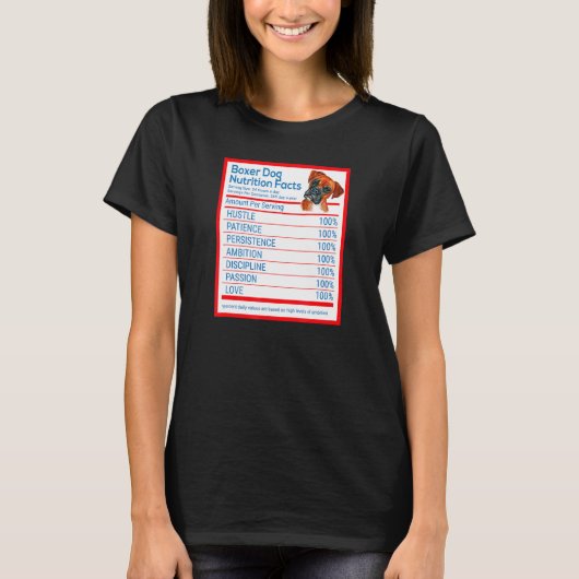 Boxer Dog Breed Owner Funny Nutrition Facts Tシャツ (正面)