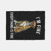 Boxer Dog Christmas I'm Fine Everything Is Fine  フリースブランケット (正面(横))