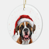 Boxer Dog Christmas Personalized セラミックオーナメント (左)