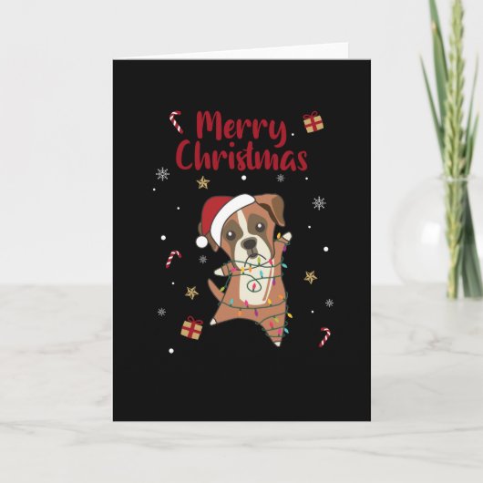 Boxer Dog Christmas Snow Winter Animals Dogs カード (正面)