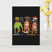 Boxer Dog Happy Hallothanksmas Xmas Dog Lover  カード (黄色い花)