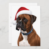 Boxer Dog Merry Christmas Santa Hat Art シーズンカード (正面/裏面)