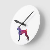 Boxer Dog Natural Iers Geo Silheute Purple ラウンド壁時計 (傾斜)