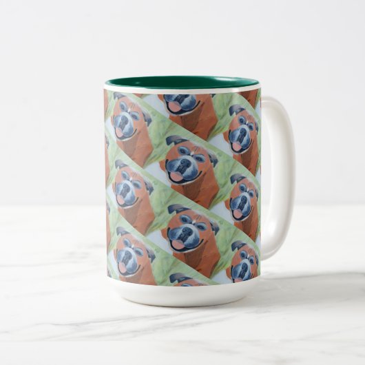 boxer dog pattern mug ツートーンマグカップ (正面右)
