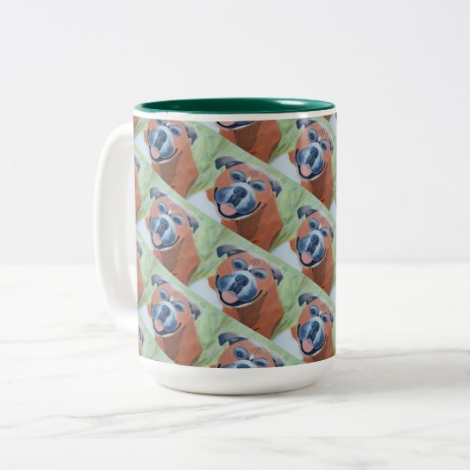 boxer dog pattern mug ツートーンマグカップ (正面左)