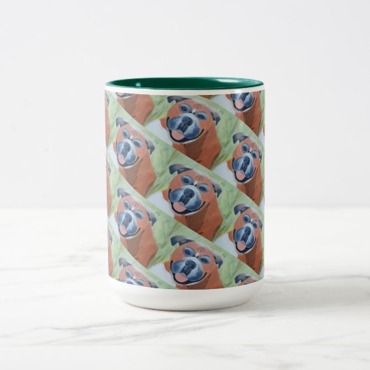 boxer dog pattern mug ツートーンマグカップ (中央)