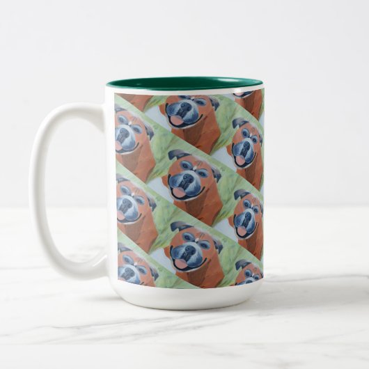 boxer dog pattern mug ツートーンマグカップ (左)