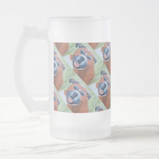boxer dog pattern mug フロストグラスビールジョッキ (左)