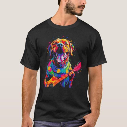 Boxer Dog Pop Guitar Tシャツ (正面)