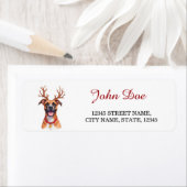 Boxer Dog Reindeer Antlers Christmas Return ラベル (インサイチュ)