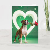 Boxer Dog Rose Love Card カード (正面)