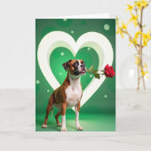 Boxer Dog Rose Love Card カード (黄色い花)