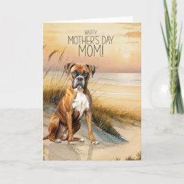 Boxer Dog Sunset Beach Mother's Day シーズンカード