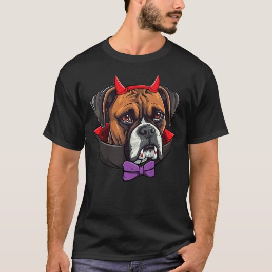 Boxer Dog Vampire Halloween Costume Tシャツ (正面)