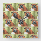 Boxer Dog Wall Clock, 27.3 cm Square Acrylic スクエア壁時計 (正面)