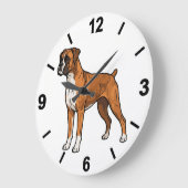 Boxer Dog Wall Clock Cute Pet Home Decor ラージ壁時計 (傾斜)