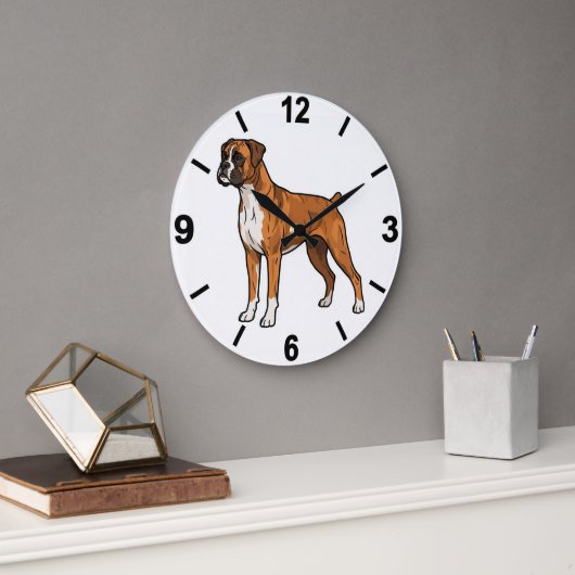 Boxer Dog Wall Clock Cute Pet Home Decor ラージ壁時計 (オフィス)
