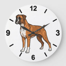 Boxer Dog Wall Clock Cute Pet Home Decor ラージ壁時計