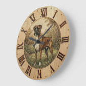 Boxer Dog Wall Clock - Playful Pet Decor  ラージ壁時計 (傾斜)