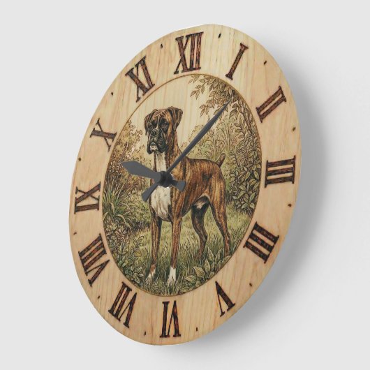 Boxer Dog Wall Clock - Playful Pet Decor  ラージ壁時計 (傾斜)