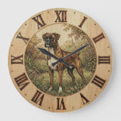 Boxer Dog Wall Clock - Playful Pet Decor  ラージ壁時計 (正面)
