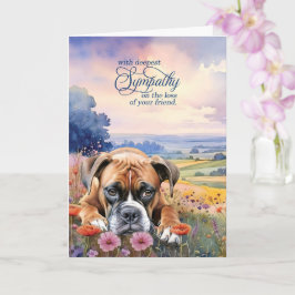 Boxer Dog with Wildflowers Pet Sympathy カード