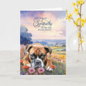 Boxer Dog with Wildflowers Pet Sympathy カード (黄色い花)